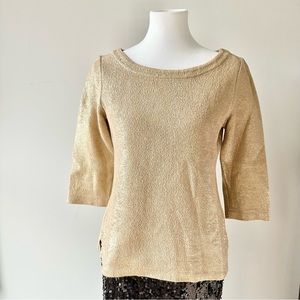 Banana Republic Gold Top 3/4 Length Sleeve Size Small